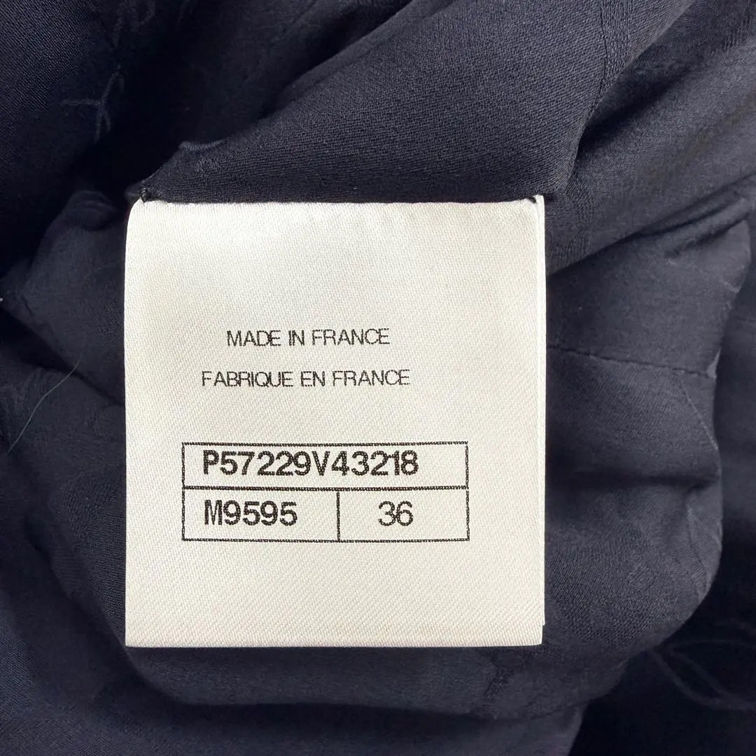 Chanel Navy Houndstooth Tweed Coat — back