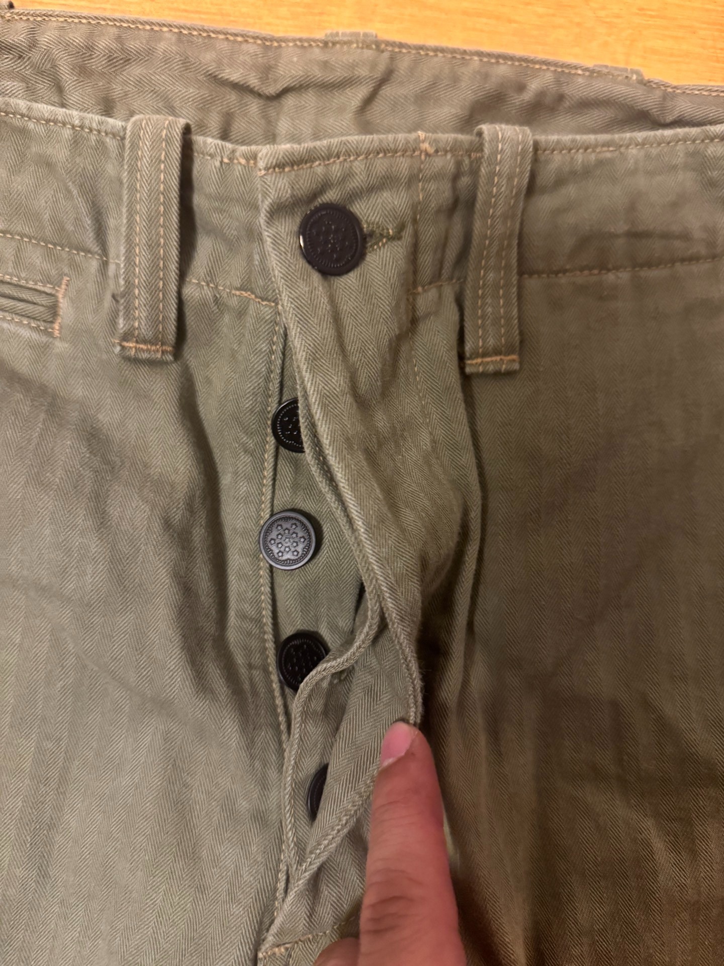 Freewheelers Olive Green Military Pants — back