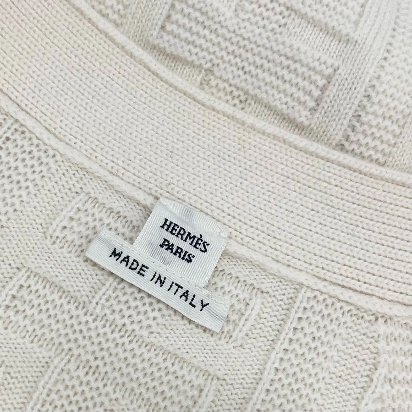 Hermes H Motif White Knit Cardigan — detail