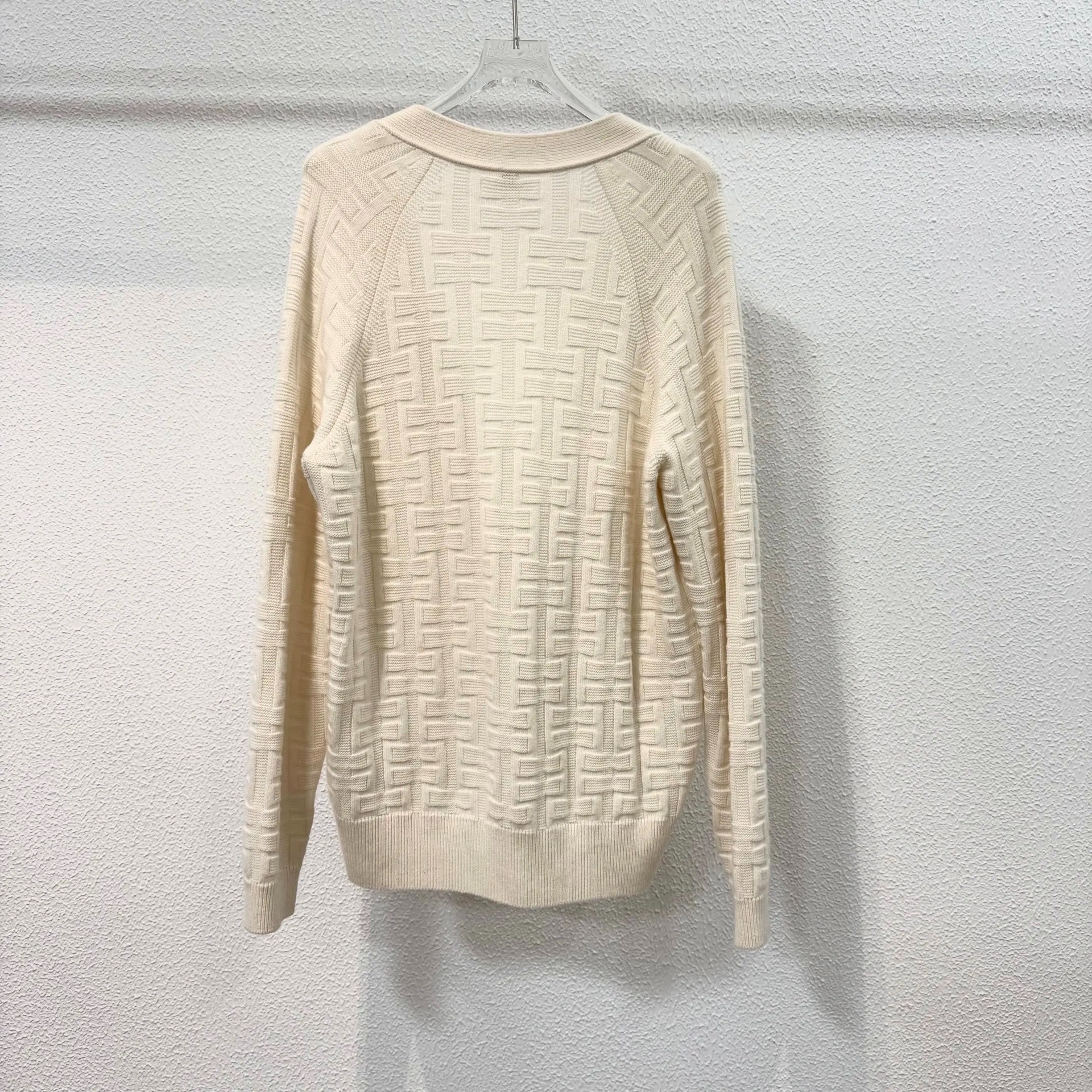 Hermes H Motif White Knit Cardigan — back