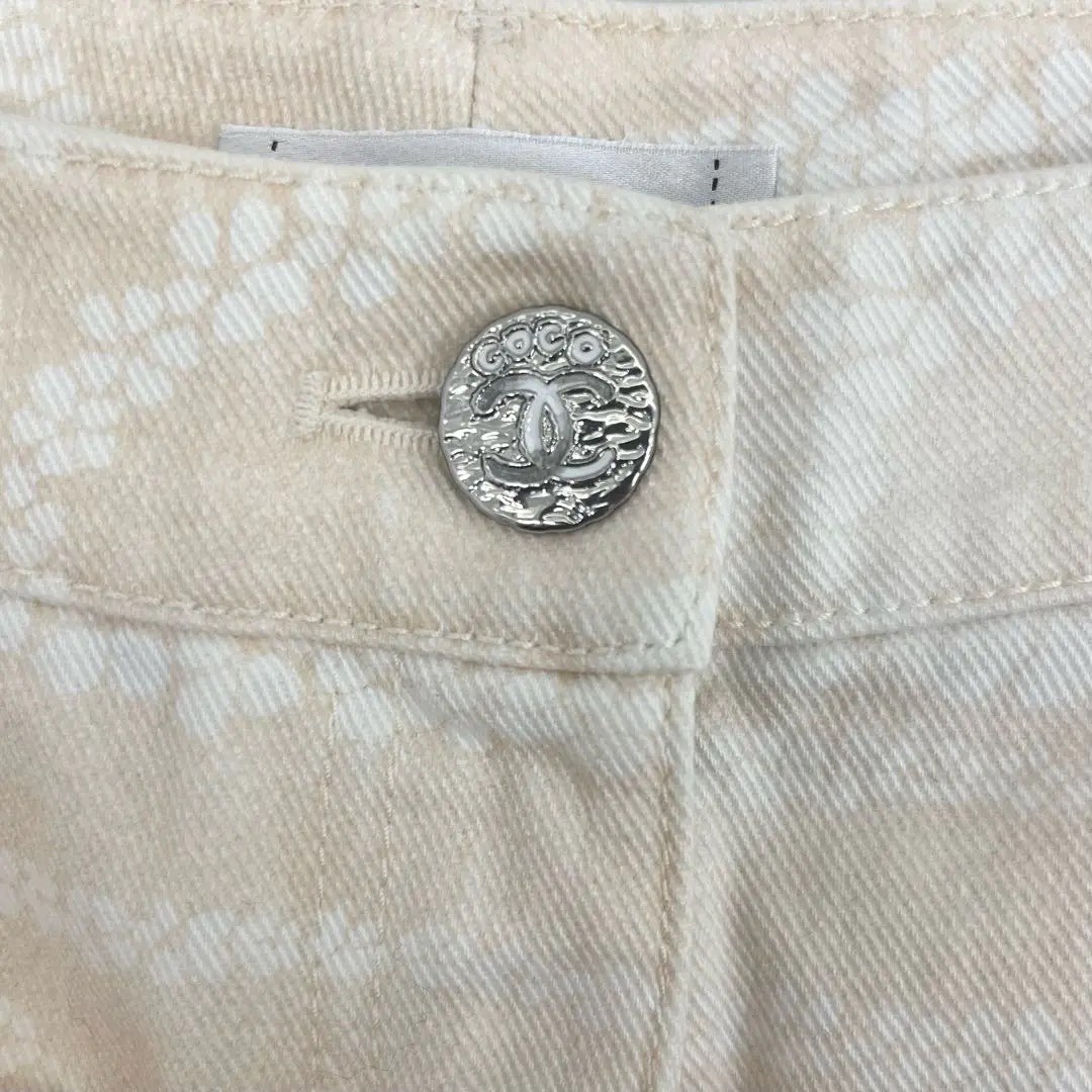 Chanel Coco Print Gauze Wide-Leg Pants — detail