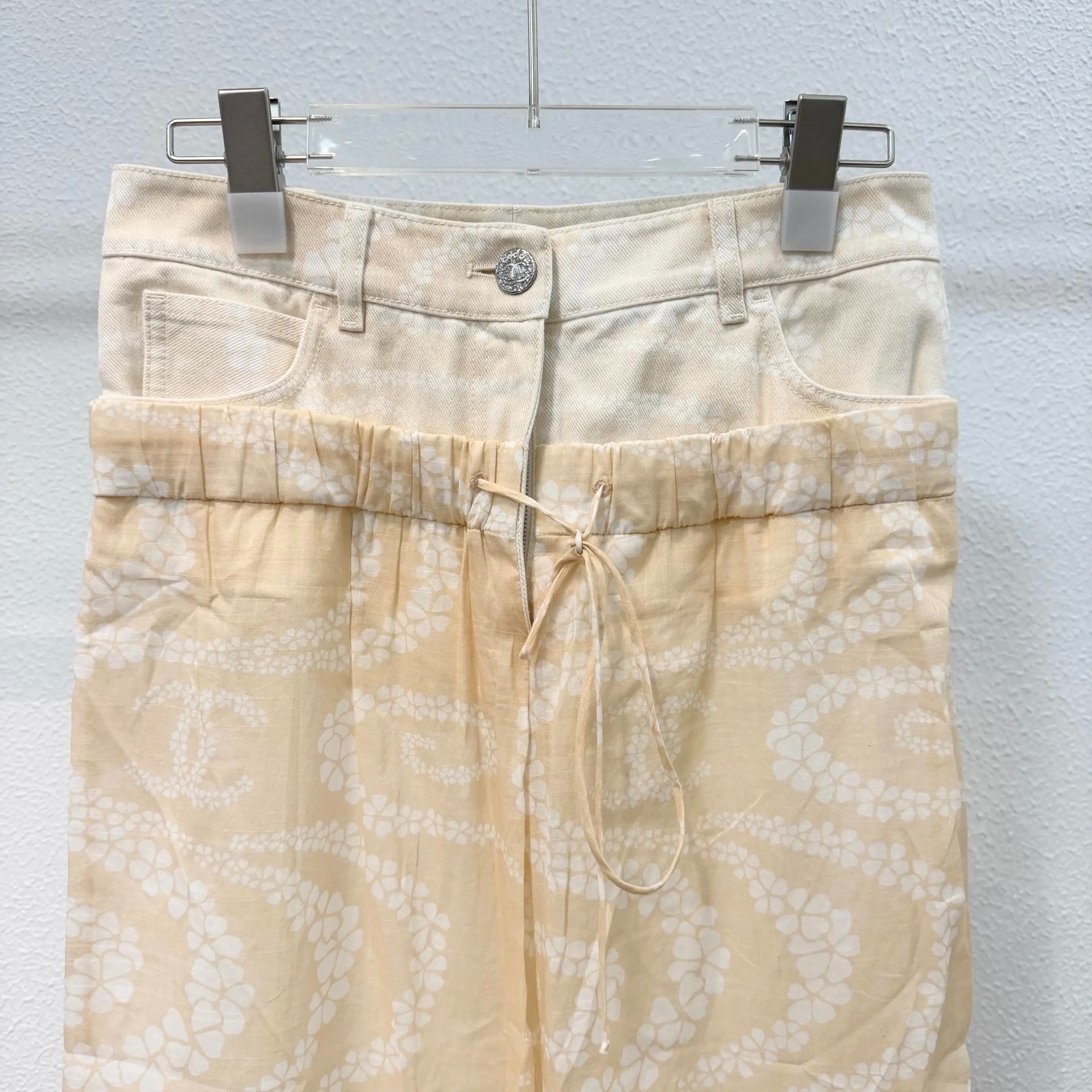 Chanel Coco Print Gauze Wide-Leg Pants — front