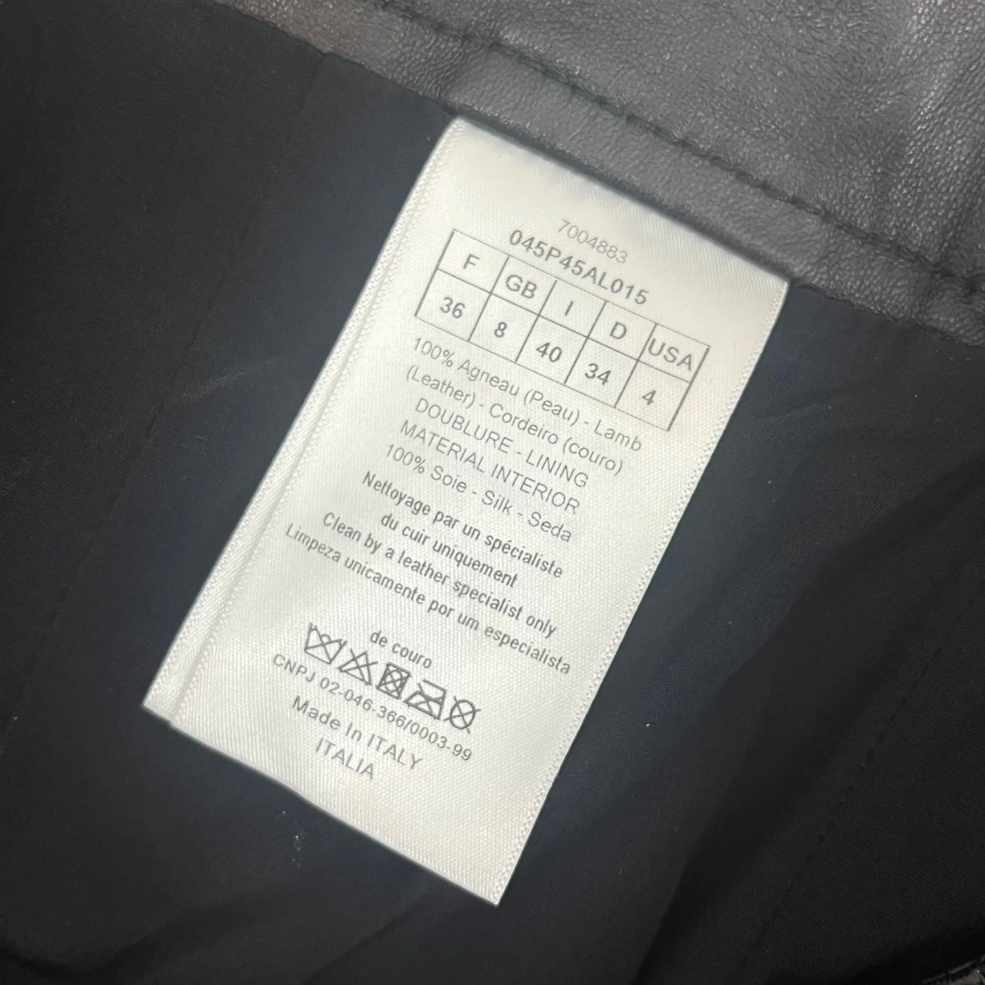 Dior CD Buckle Sheepskin Skort — label