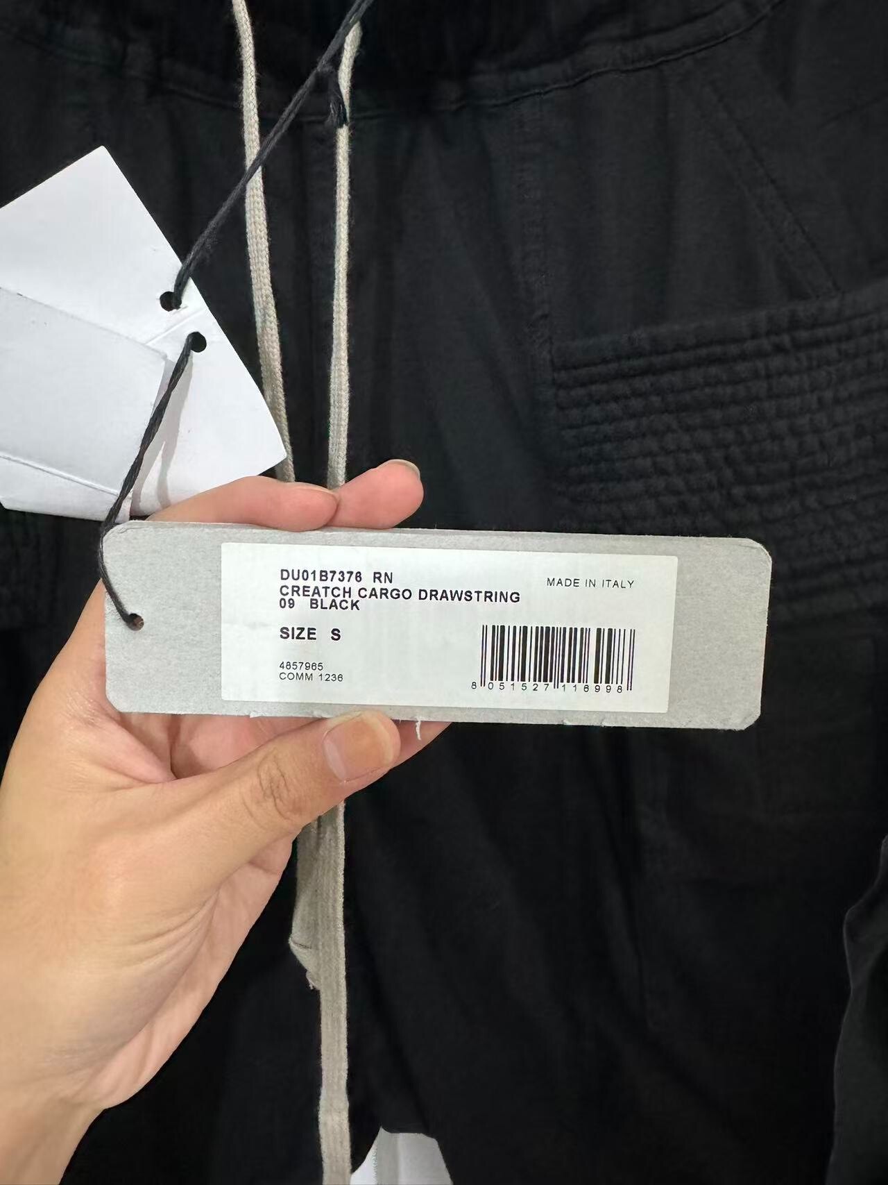 Rick Owens DRKSHDW Black Cargo Pants — detail
