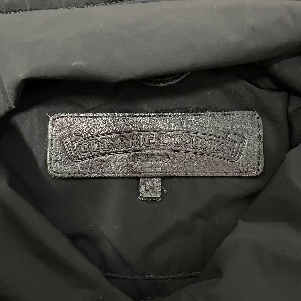 Chrome Hearts Cross Button Padded Coach Jacket — label