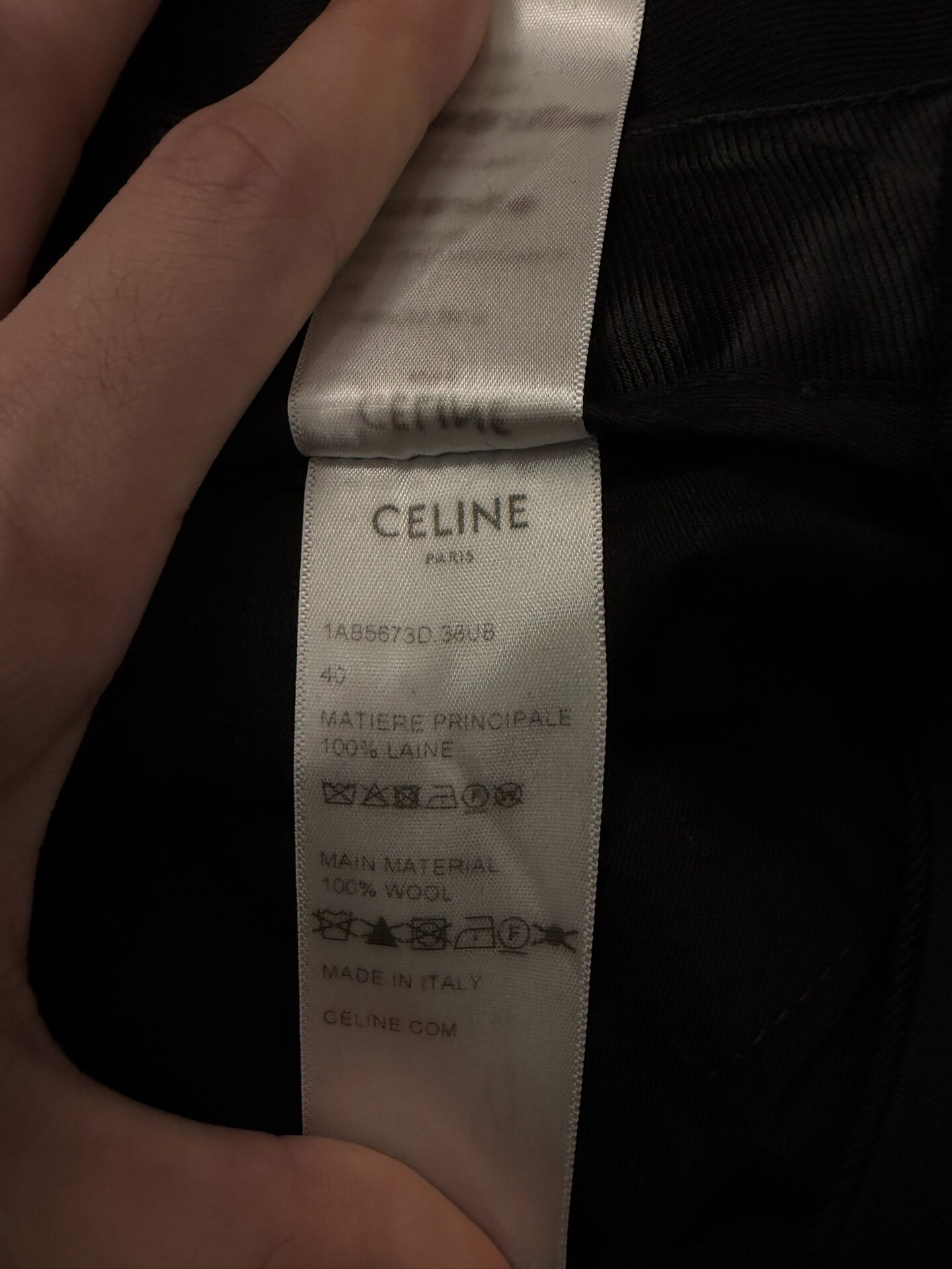 Celine Black Wool Double Pleat Trousers — back