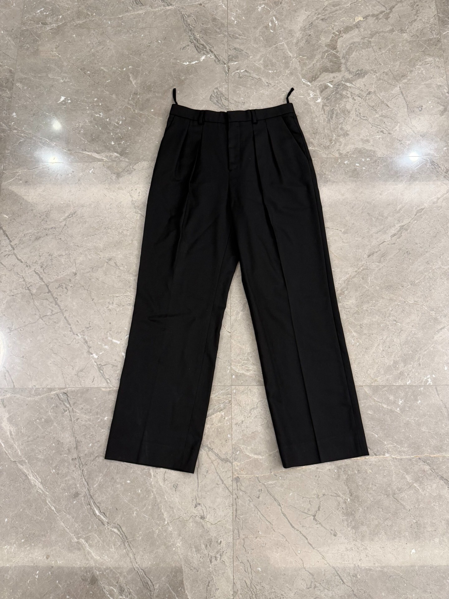 Celine Black Wool Double Pleat Trousers