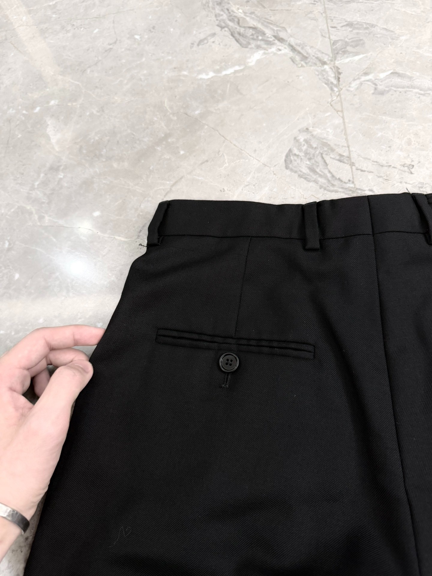 Celine Black Wool Double Pleat Trousers — label