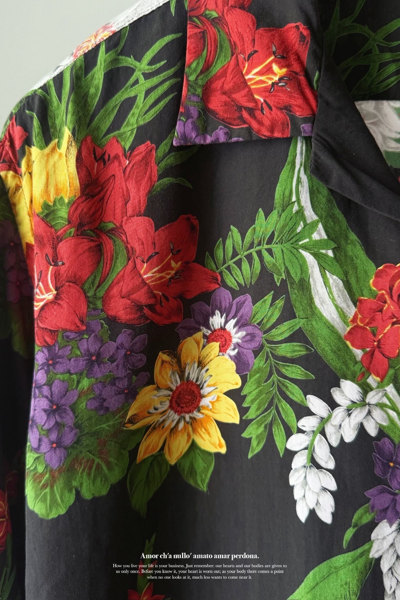 Yohji Y’s 01ss Black Floral Shirt — label
