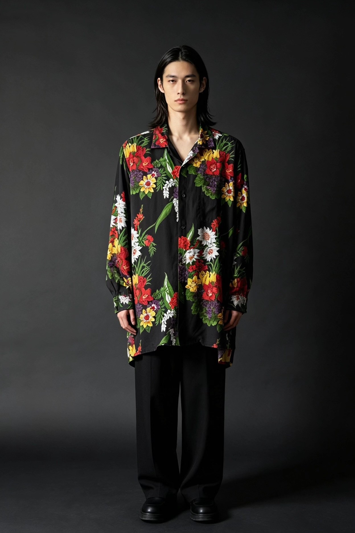 Yohji Y’s 01ss Black Floral Shirt — back