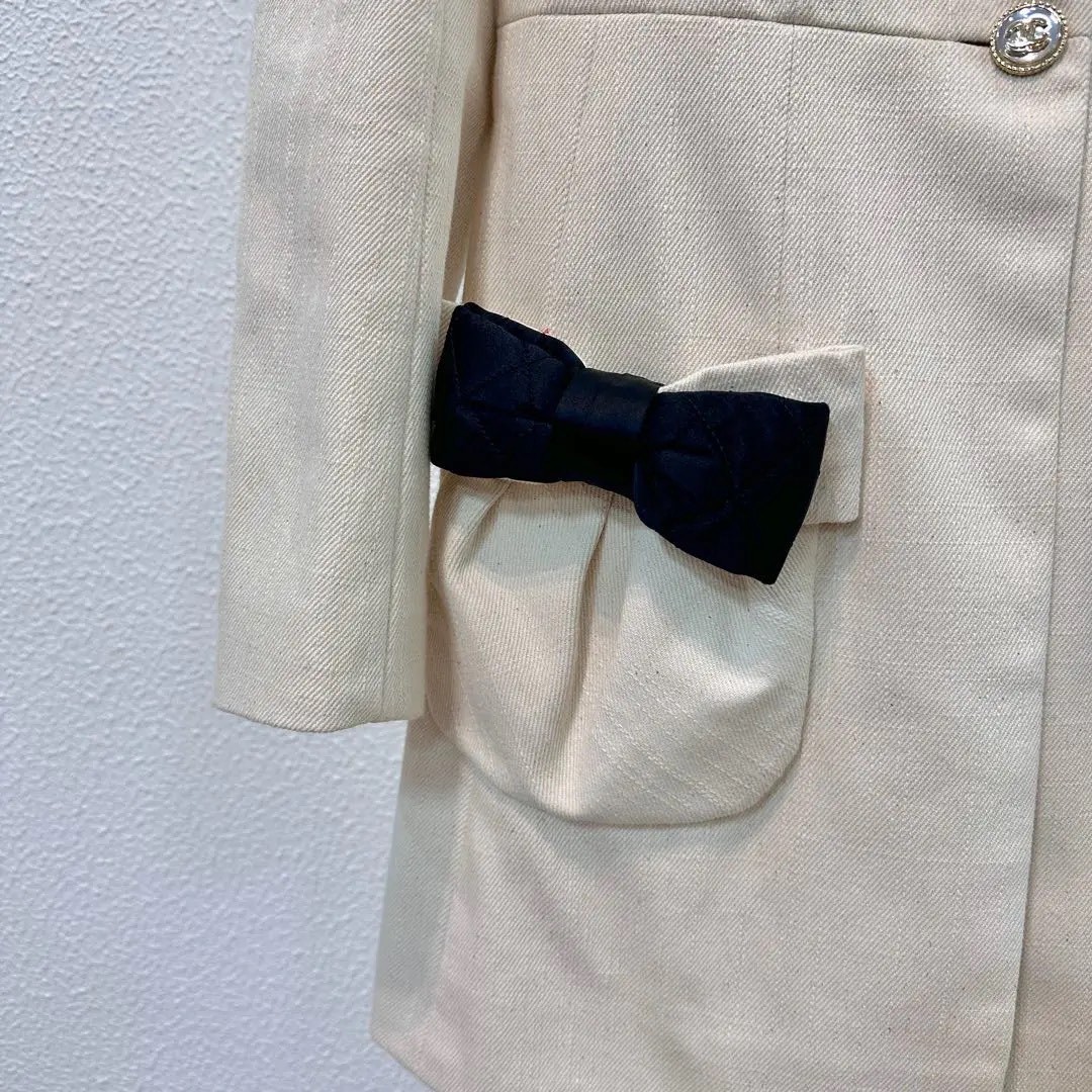 Chanel Beige Mid-Length Bow Coat — back