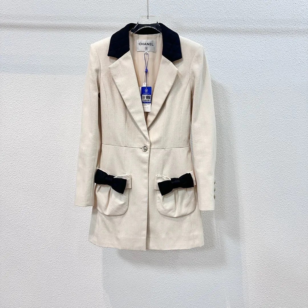 Chanel Beige Mid-Length Bow Coat
