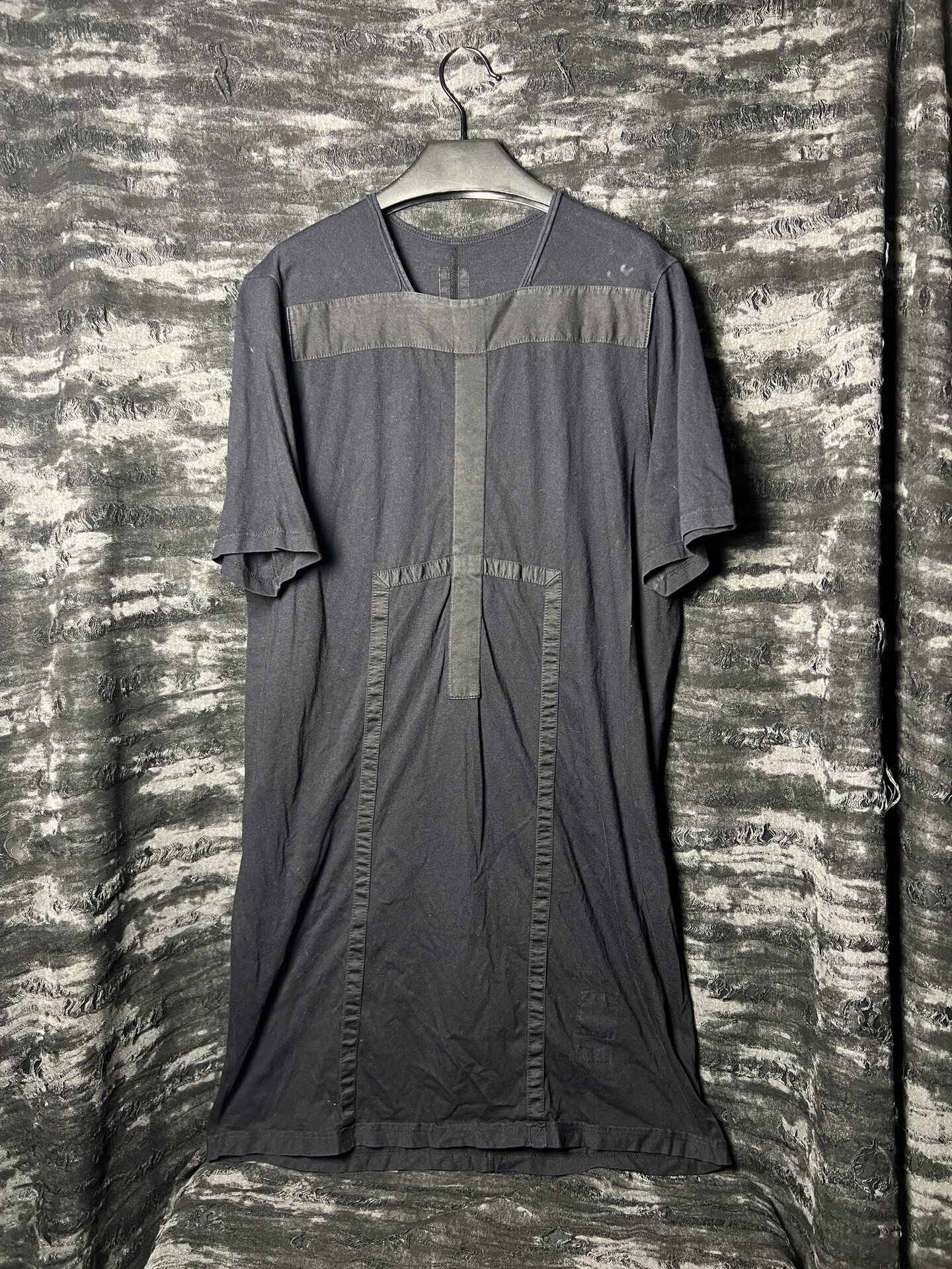 Rick Owens 14SS Black Gray Spliced Tee