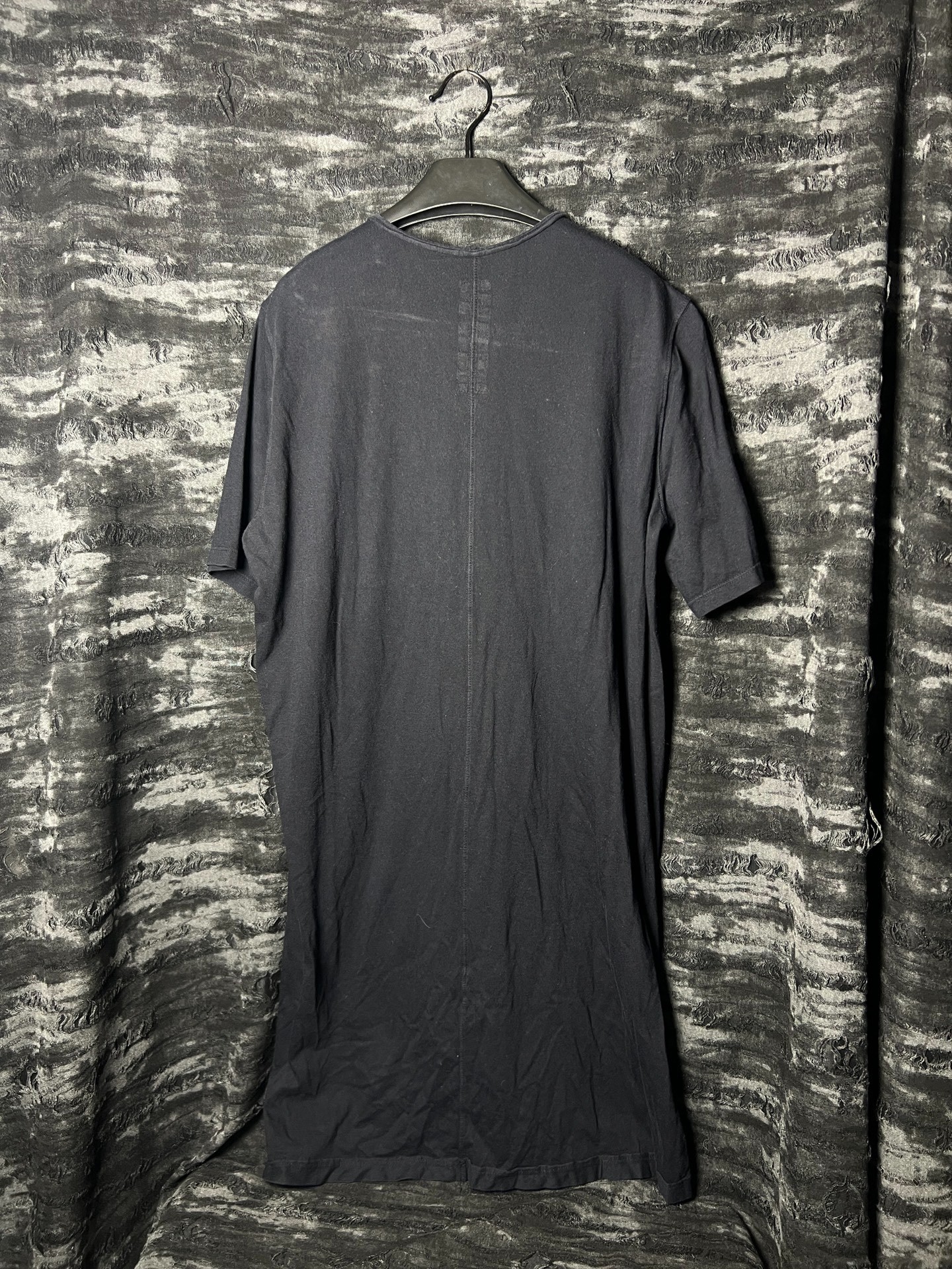 Rick Owens 14SS Black Gray Spliced Tee — detail