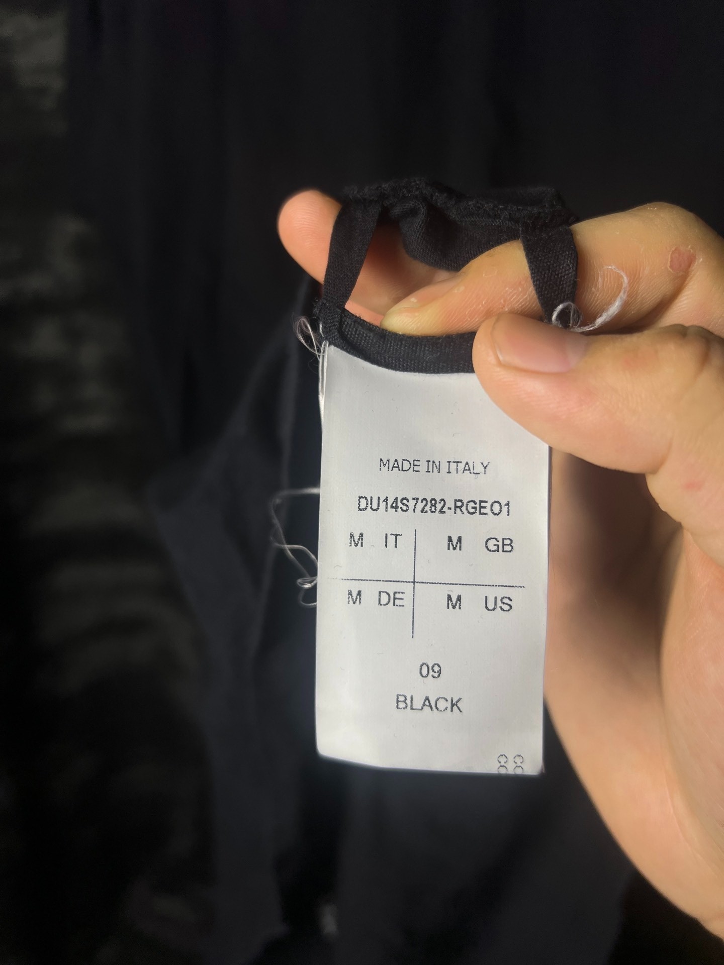 Rick Owens 14SS Black Gray Spliced Tee — label