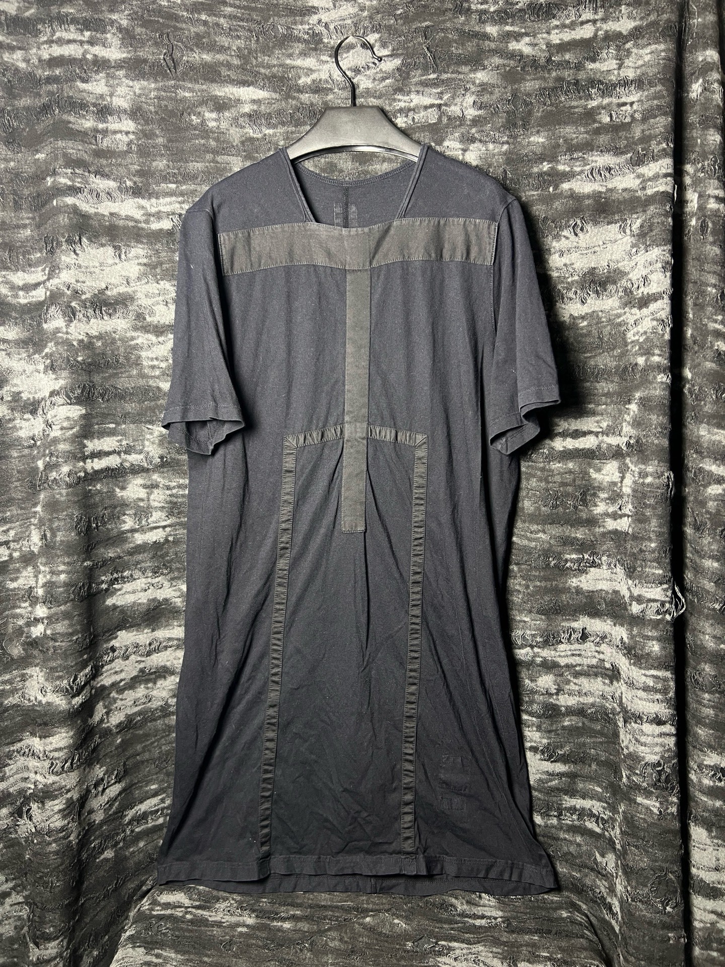 Rick Owens 14SS Black Gray Spliced Tee — back