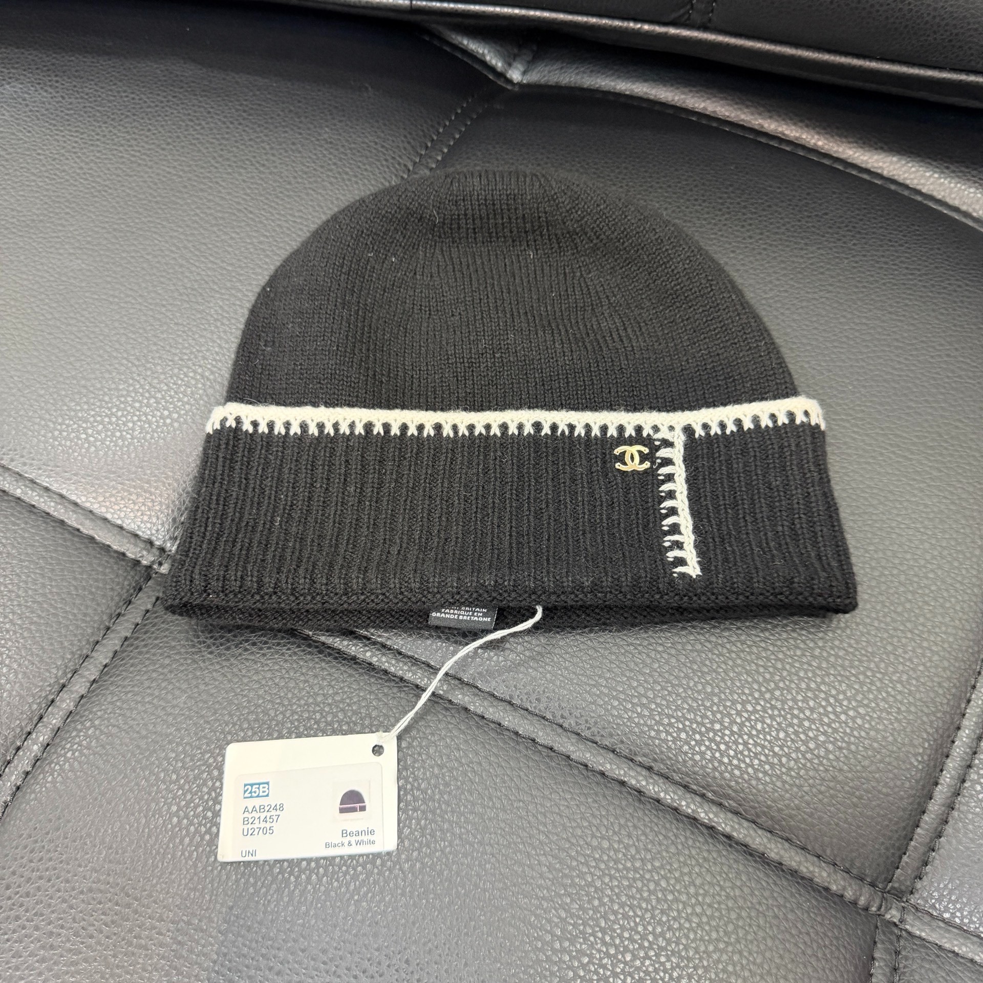 Chanel 25B Black Knit Beanie