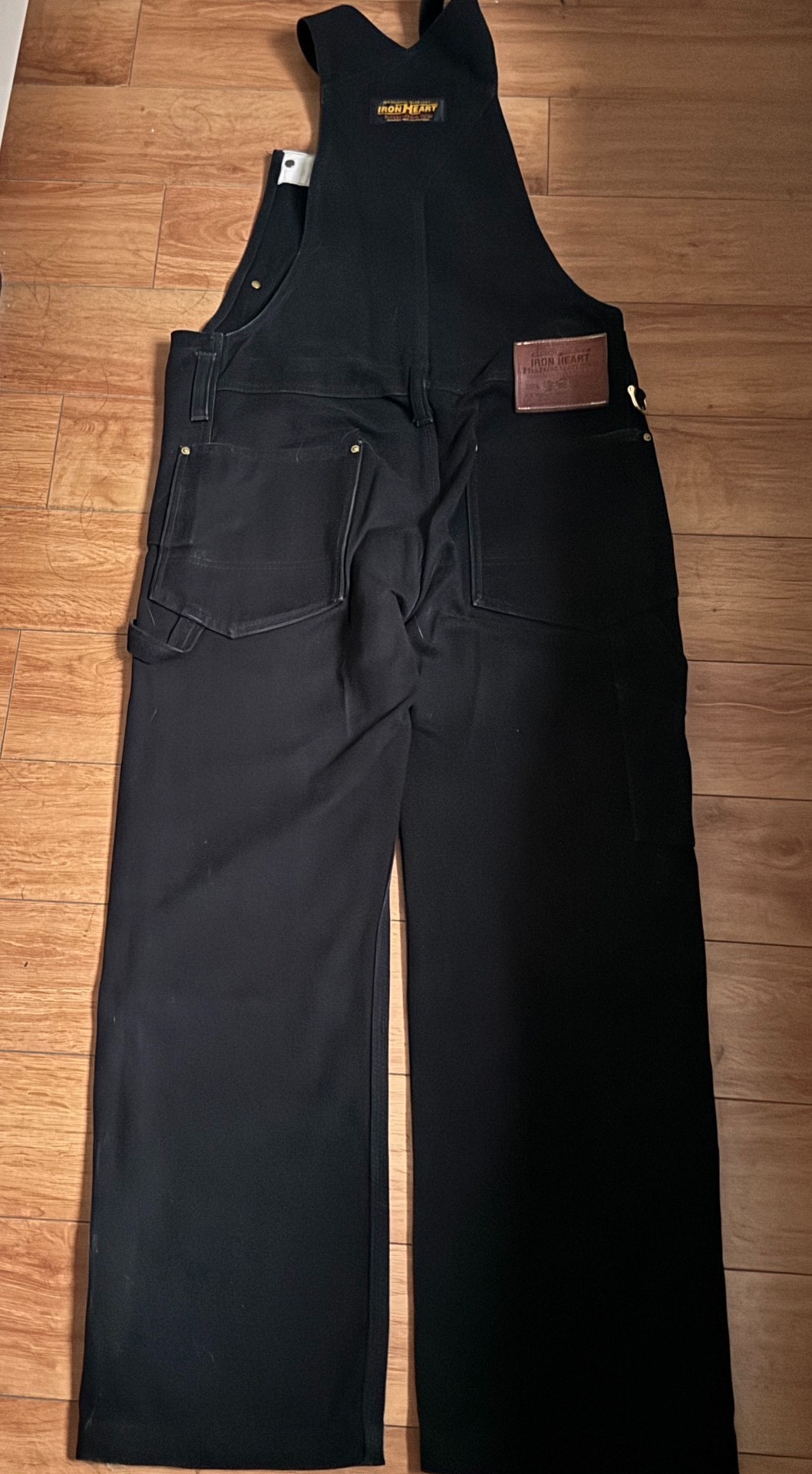 Iron Heart 806 Black Canvas Overalls — front