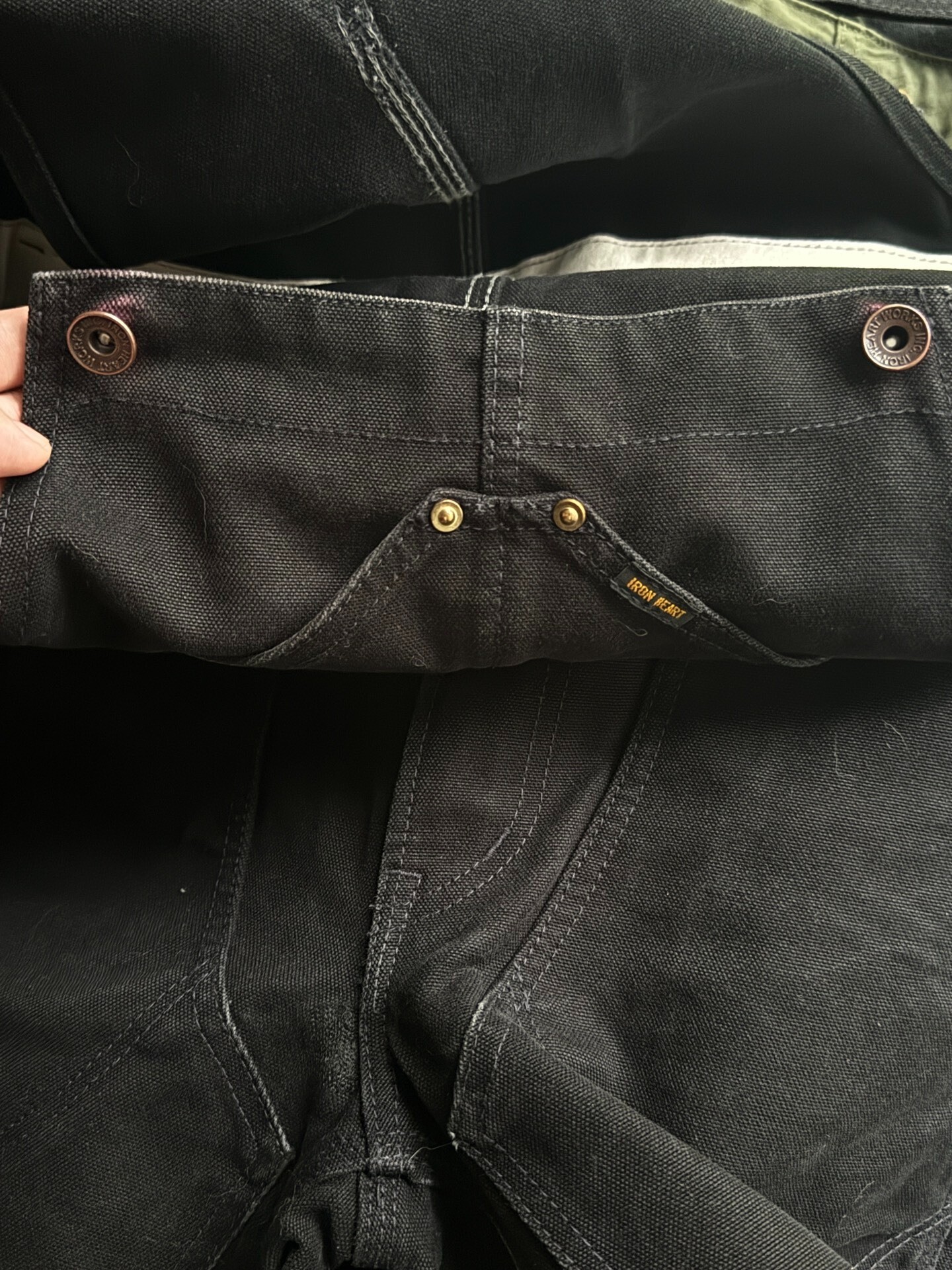 Iron Heart 806 Black Canvas Overalls — back