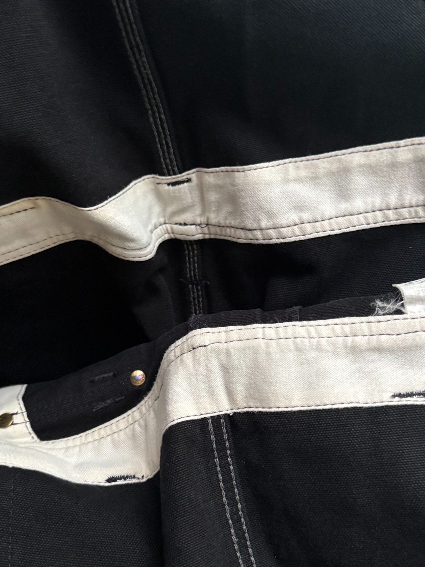 Iron Heart 806 Black Canvas Overalls — label