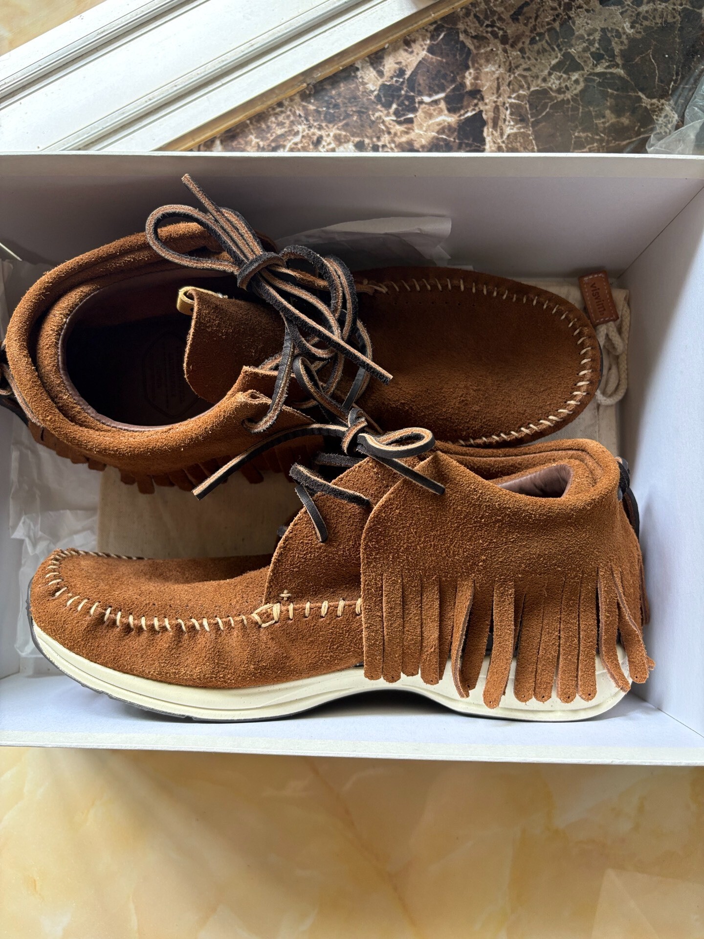 Visvim FBT Brown Suede Fringe Shoes