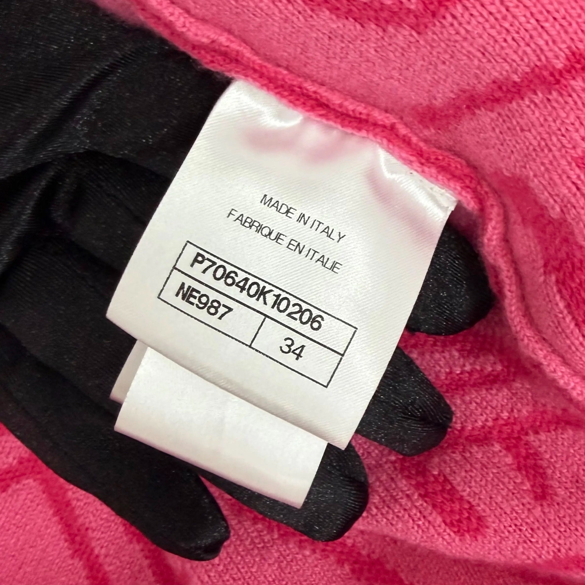 Chanel Pink Hooded Knit Cardigan — label