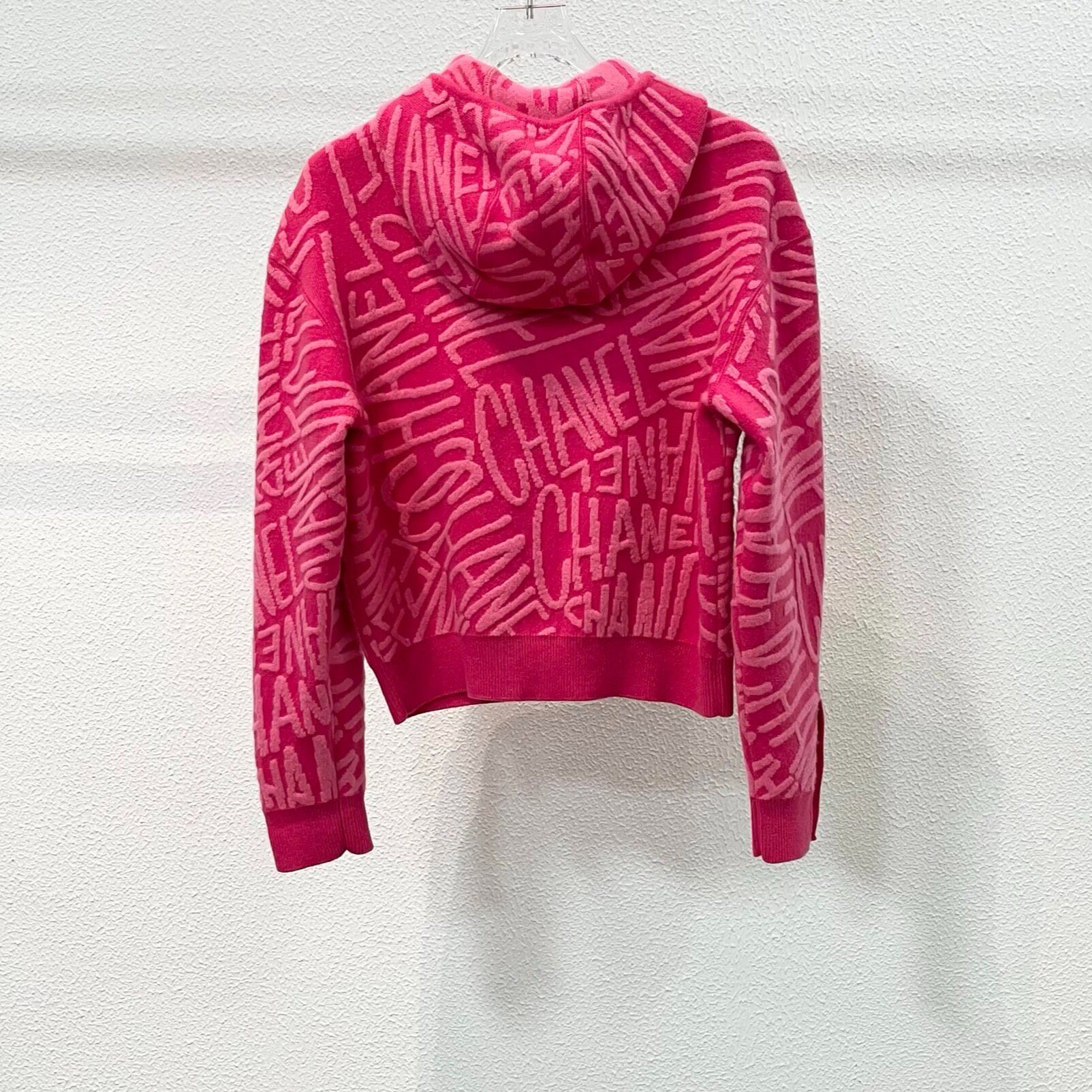 Chanel Pink Hooded Knit Cardigan — detail