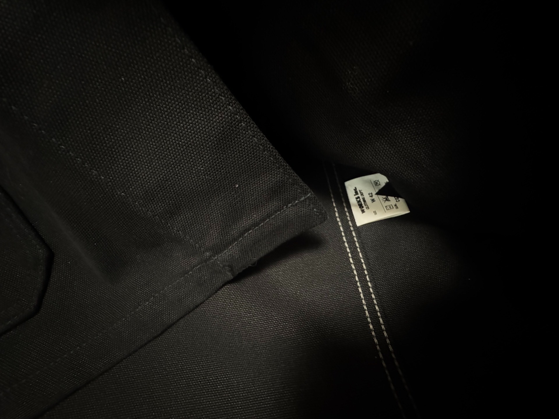 Iron Heart 17oz Black Canvas Work Jacket — label
