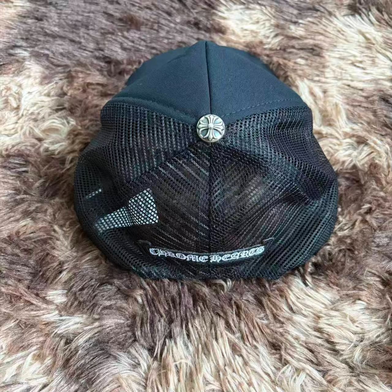 Chrome Hearts Cross Leather Trucker Cap — front