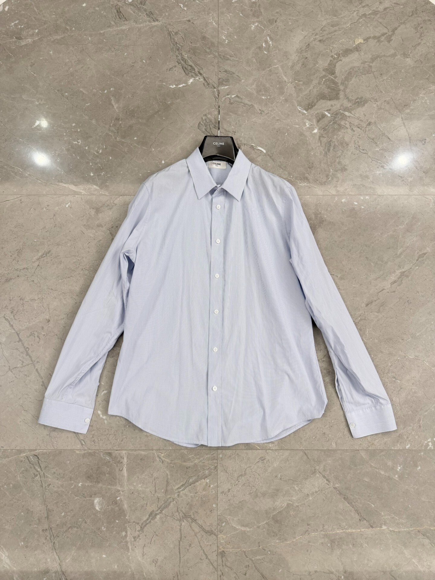 Celine Hedi Slimane Blue White Stripe Shirt