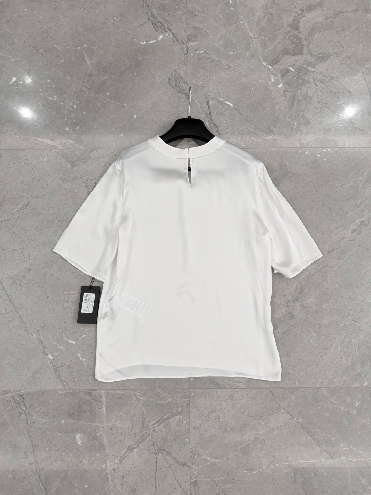 Saint Laurent White Silk Short-Sleeve T-Shirt — front