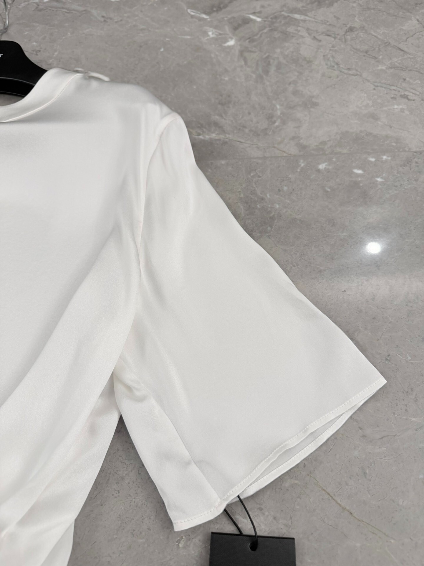 Saint Laurent White Silk Short-Sleeve T-Shirt — label