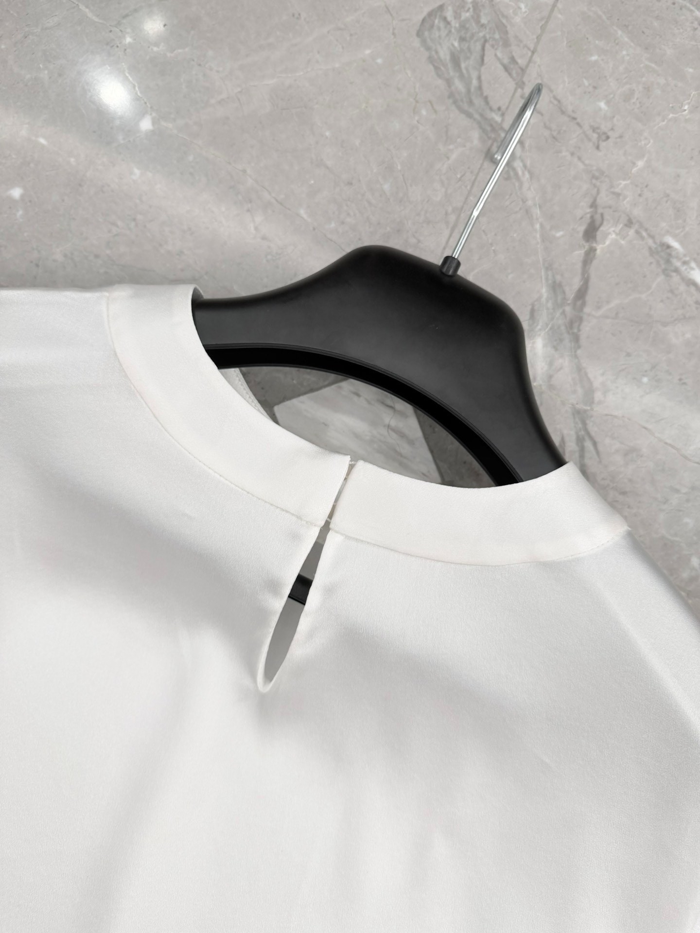 Saint Laurent White Silk Short-Sleeve T-Shirt — detail