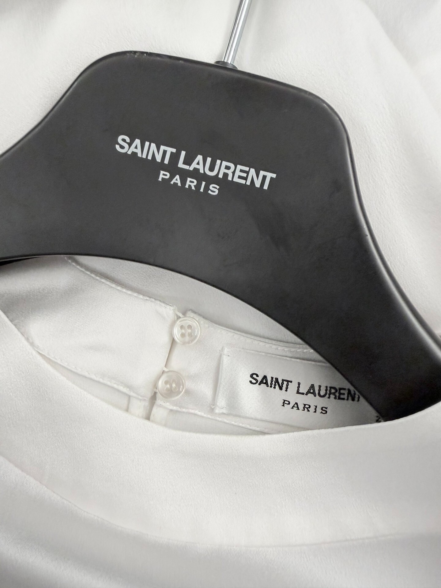 Saint Laurent White Silk Short-Sleeve T-Shirt — back