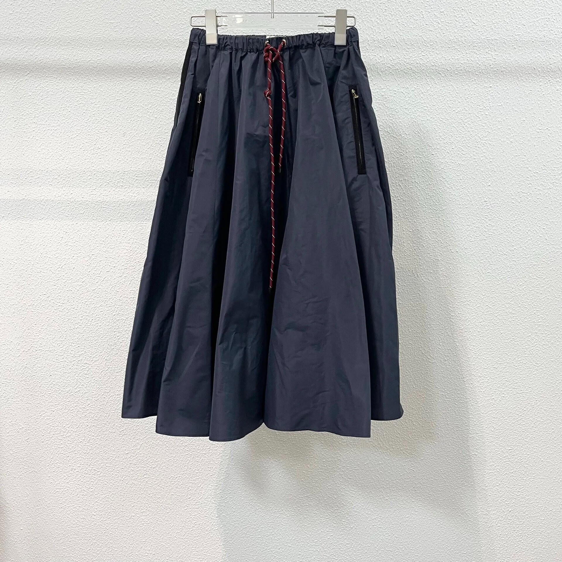 MiuMiu Navy Red-White Drawstring Umbrella Skirt