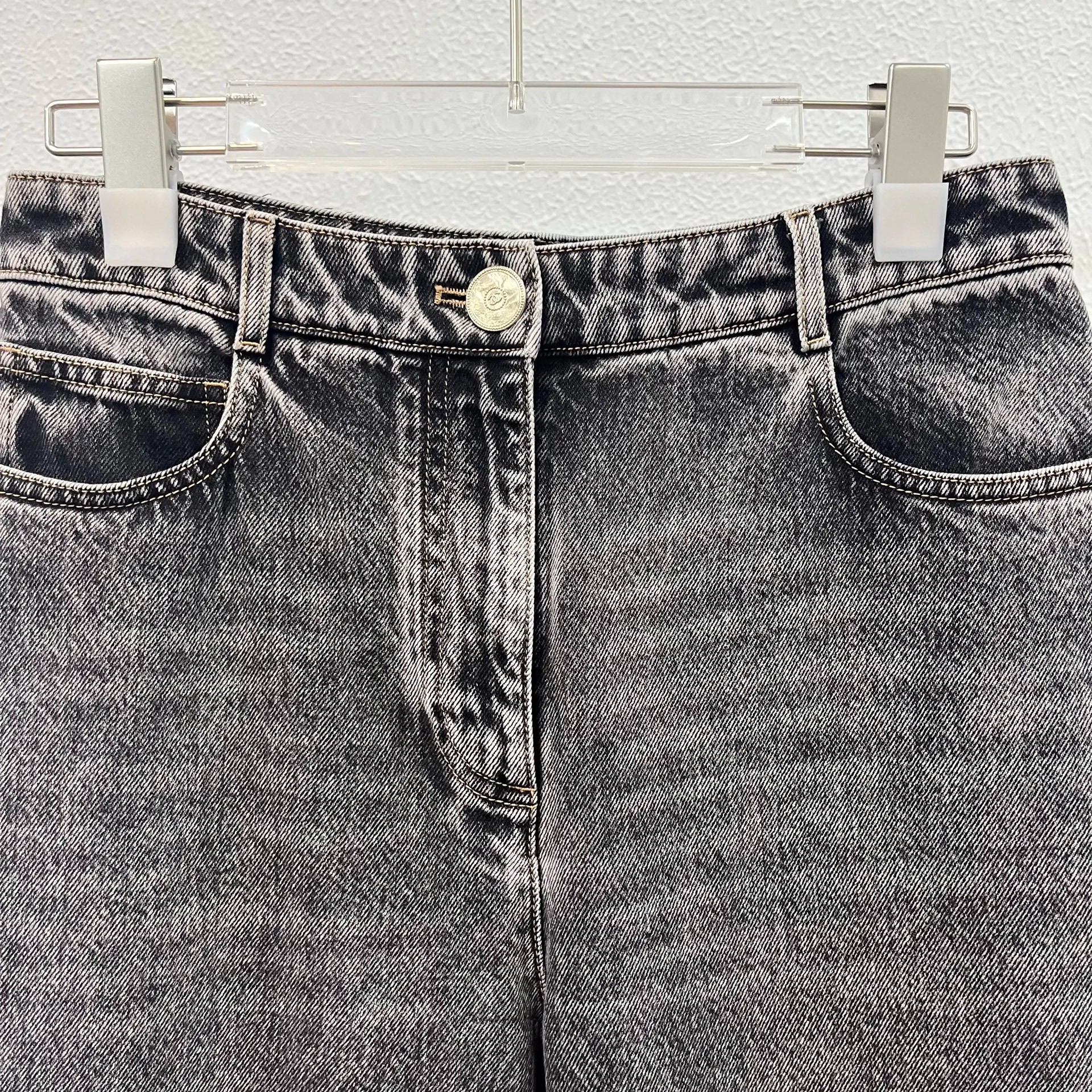 Chanel Charcoal Straight-Leg Jeans — front