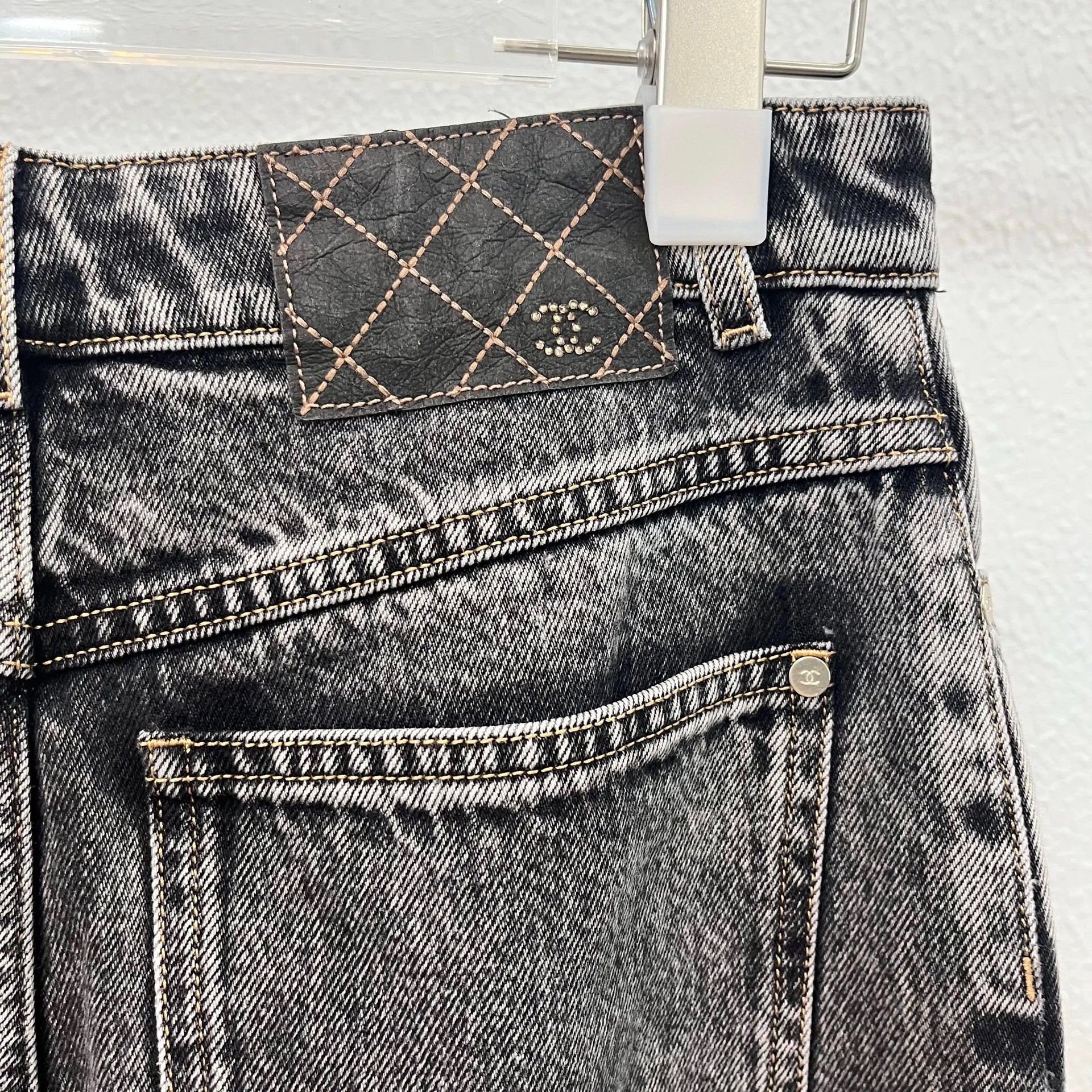 Chanel Charcoal Straight-Leg Jeans — back