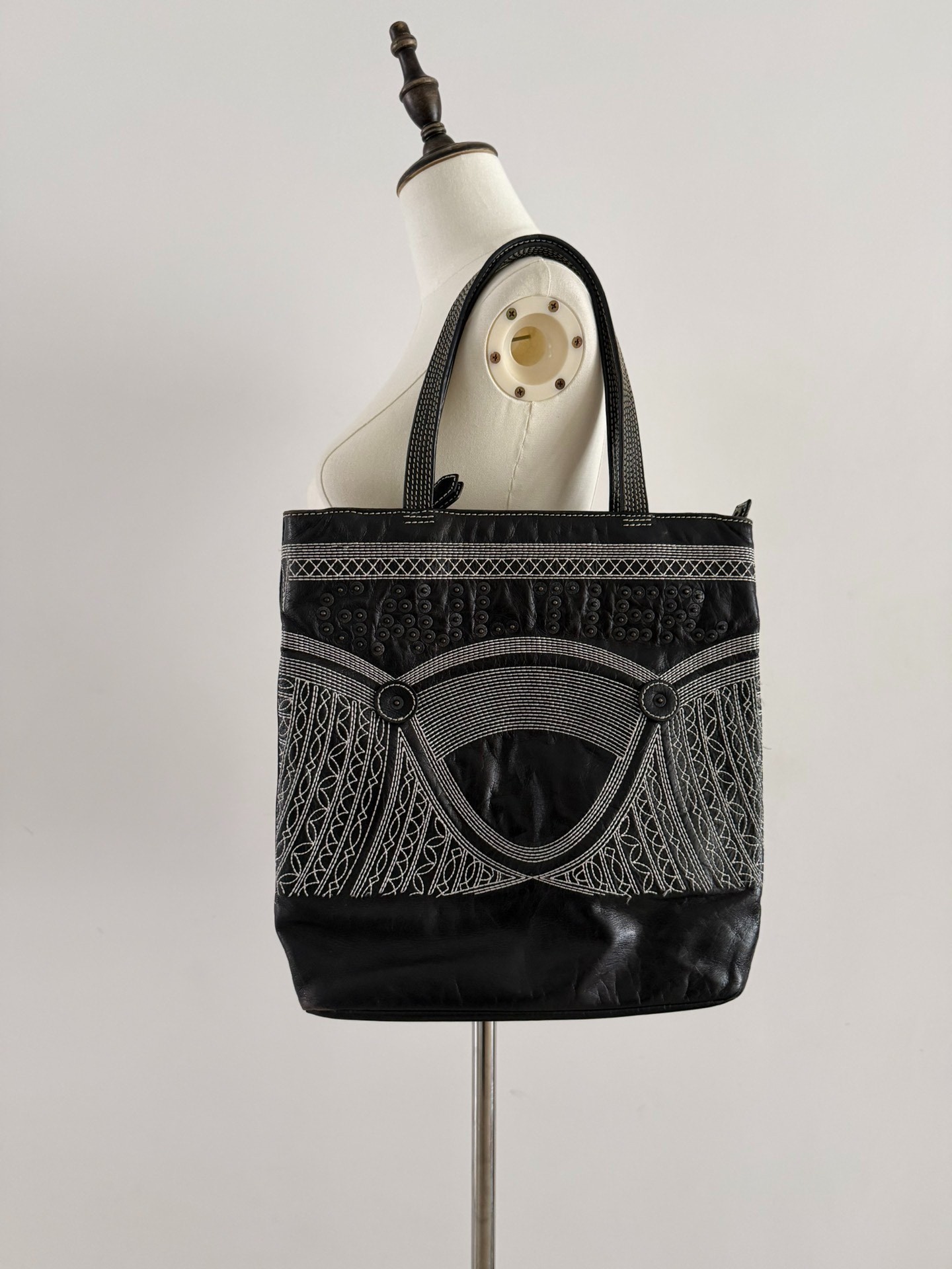 Jean Paul Gaultier Leather Tote Bag — detail