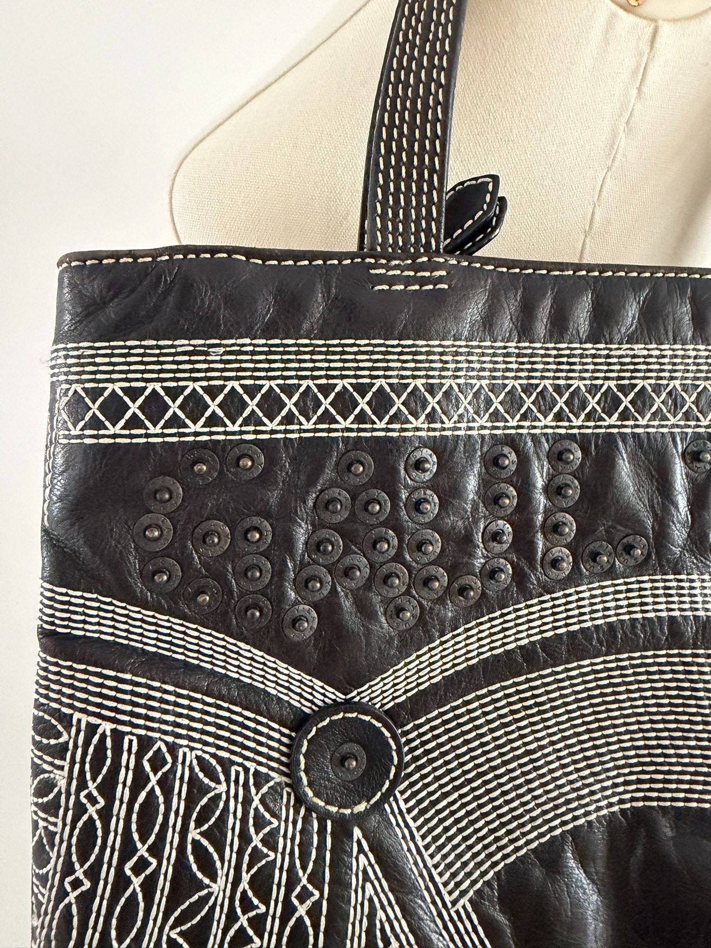 Jean Paul Gaultier Leather Tote Bag — front