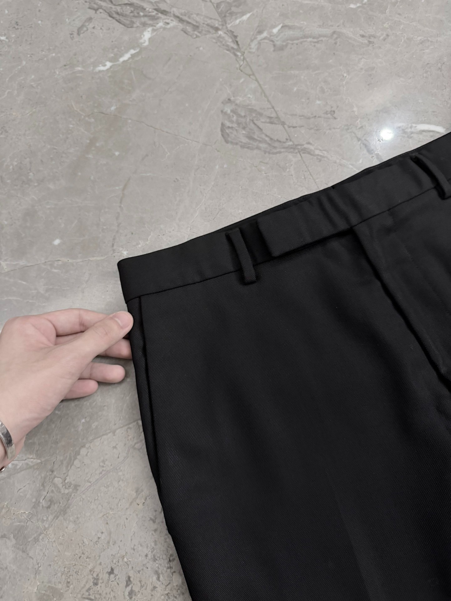 Celine Black Wool Straight-Leg Trousers — back