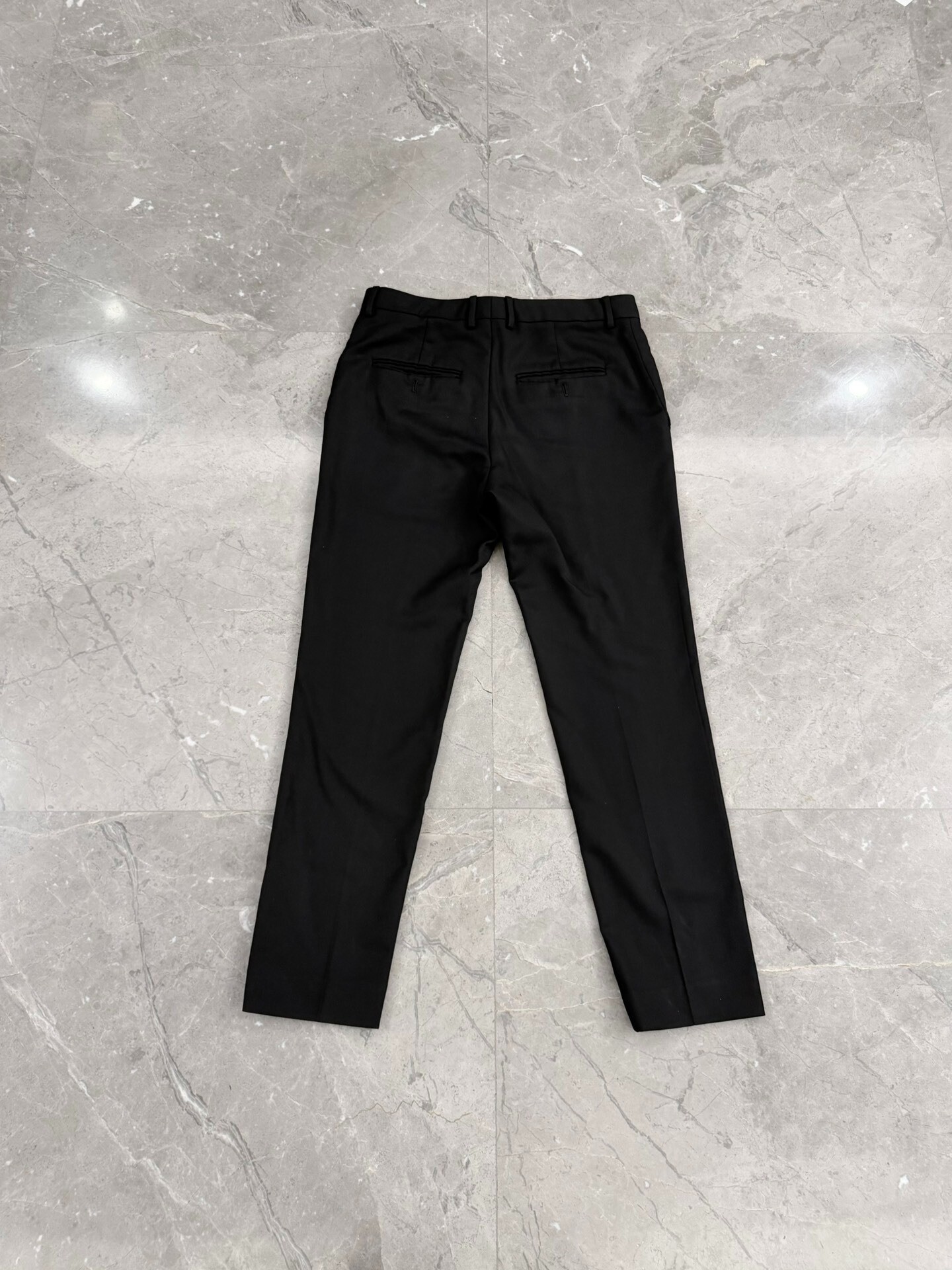Celine Black Wool Straight-Leg Trousers — front
