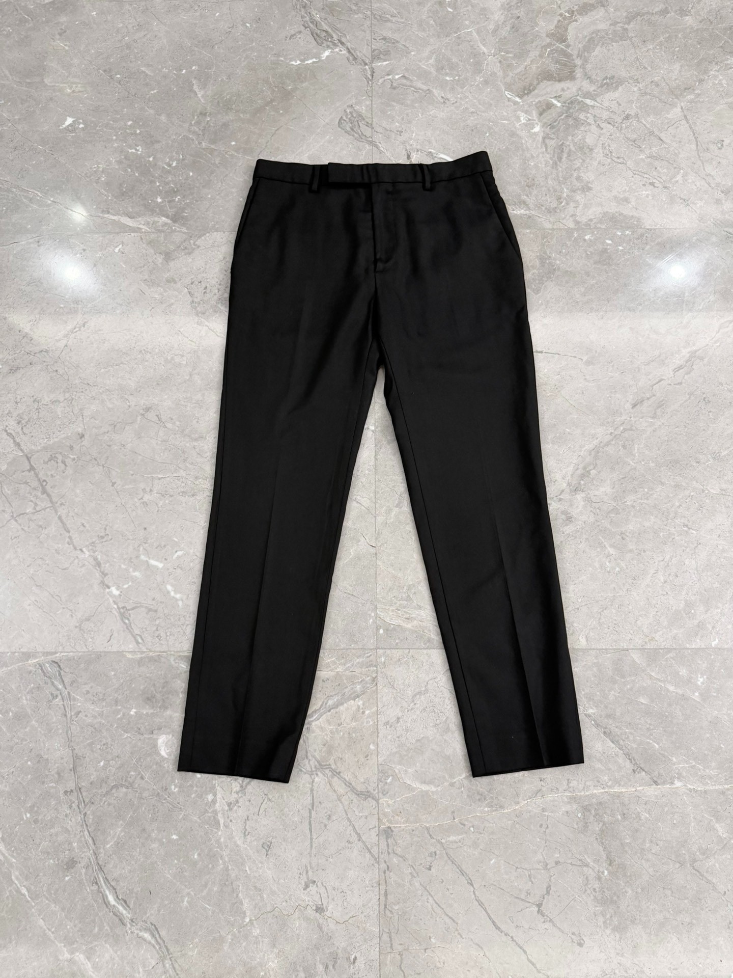 Celine Black Wool Straight-Leg Trousers