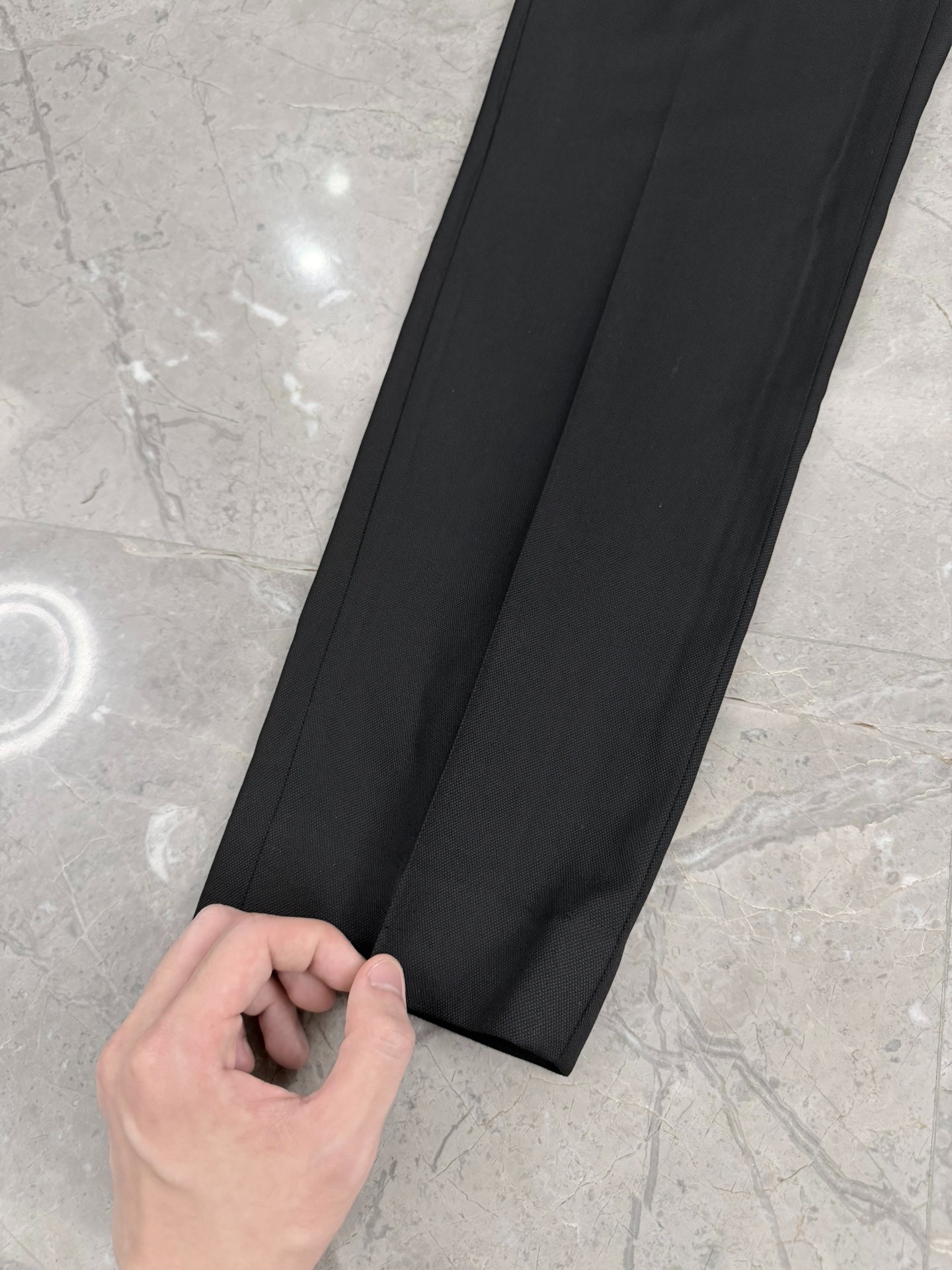 Celine Black Wool Straight-Leg Trousers — detail