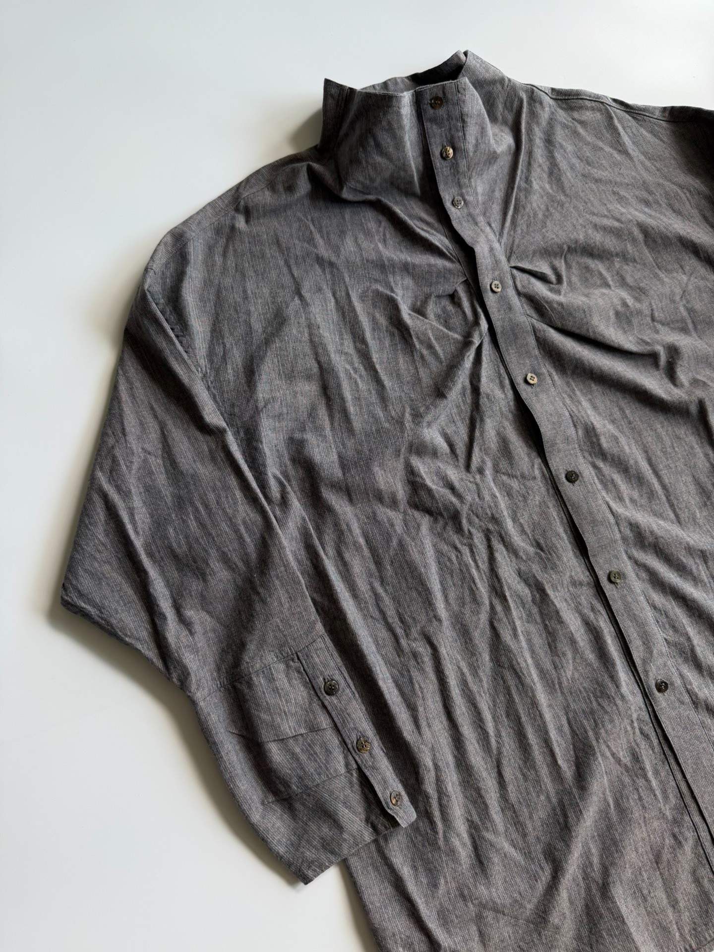 Issey Miyake 80s Oversize Stand Collar Shirt — front