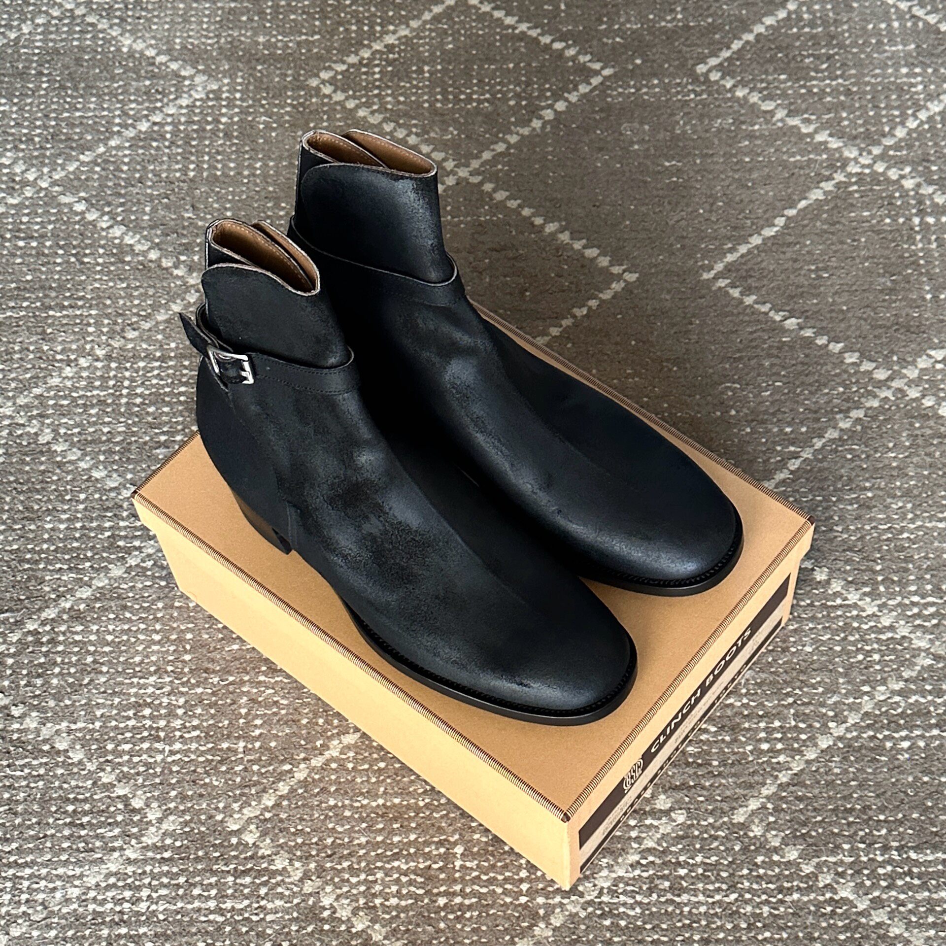 Clinch Jodhpur Black Waxed Suede Boots — front