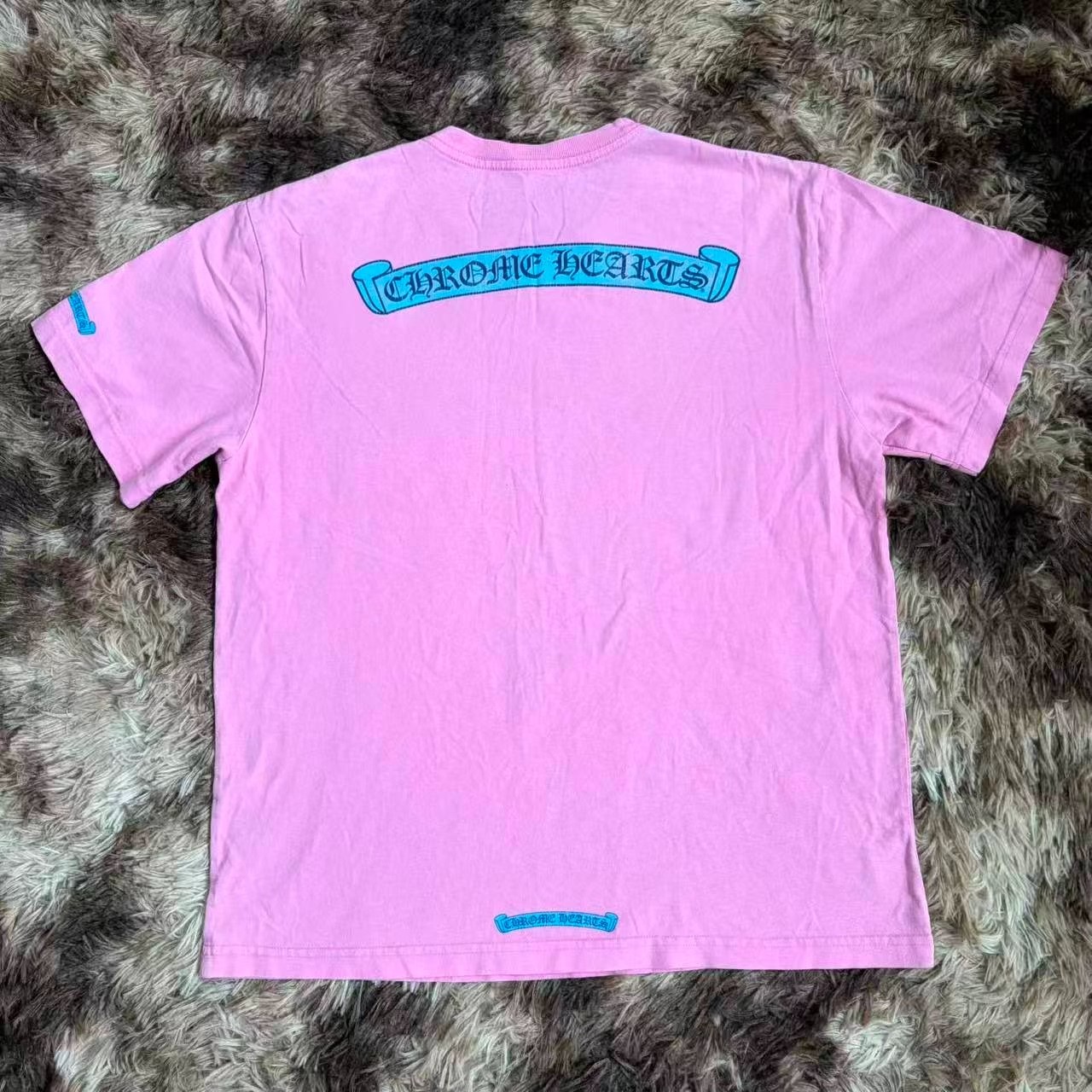 Chrome Hearts Pink Scroll Short Sleeve Tee — front