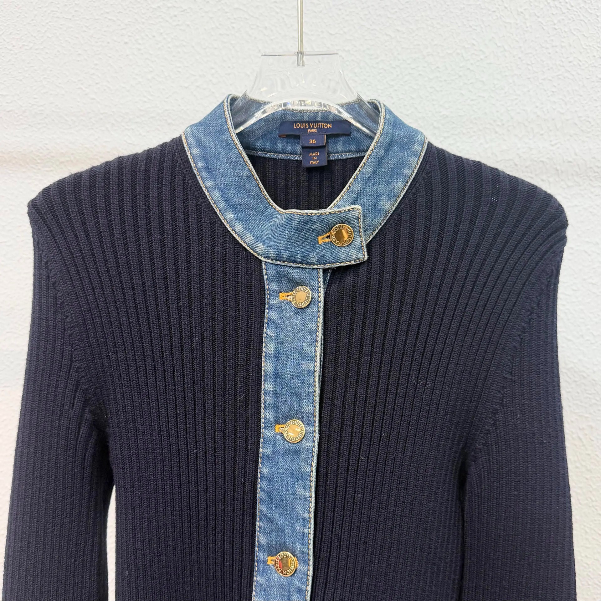 Louis Vuitton Knit Denim Long Sleeve Dress — detail