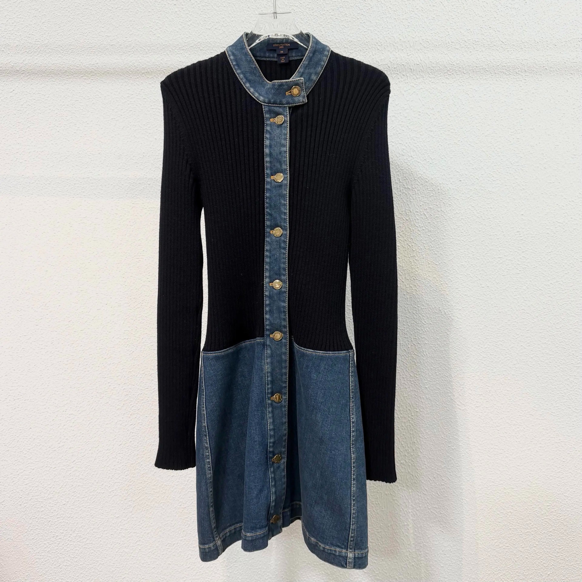 Louis Vuitton Knit Denim Long Sleeve Dress