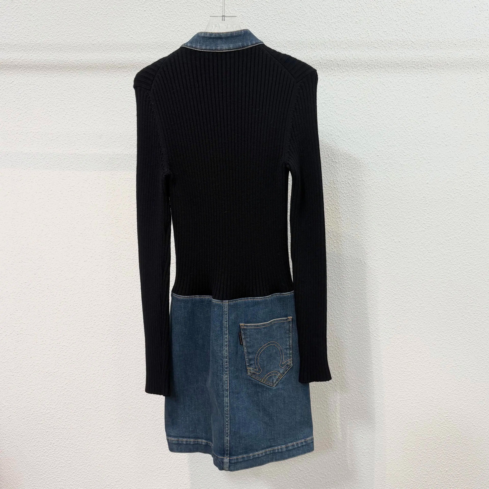 Louis Vuitton Knit Denim Long Sleeve Dress — front