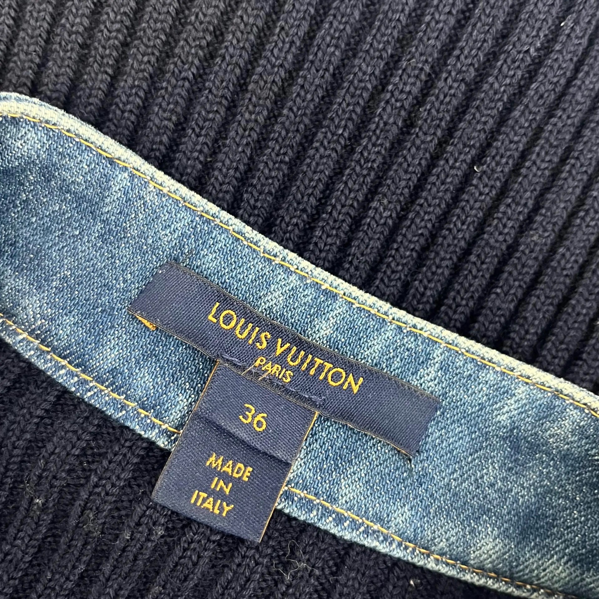 Louis Vuitton Knit Denim Long Sleeve Dress — back